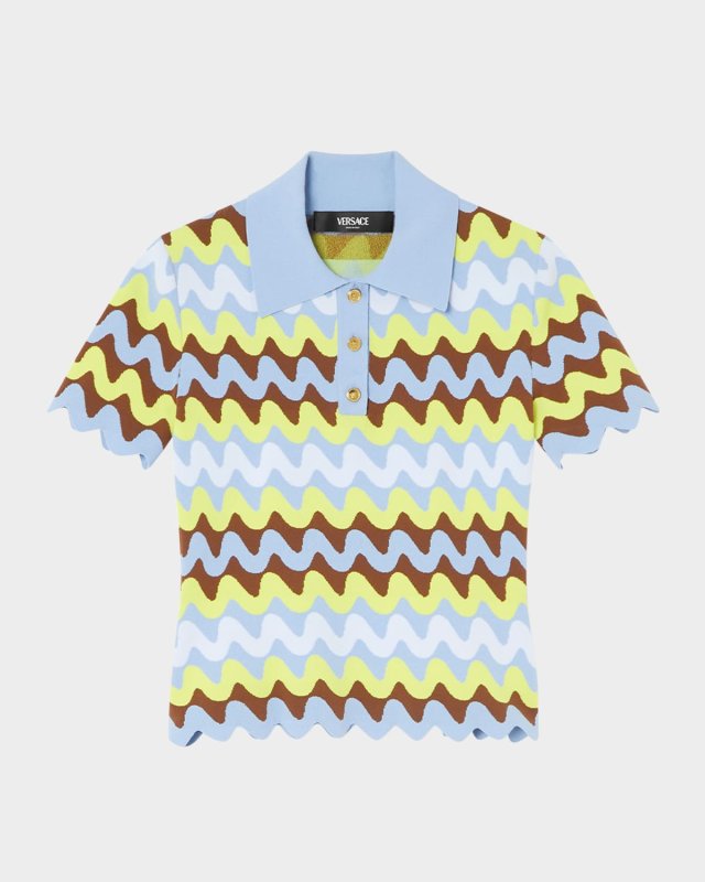 Wave Knit Short Sleeve Sweater